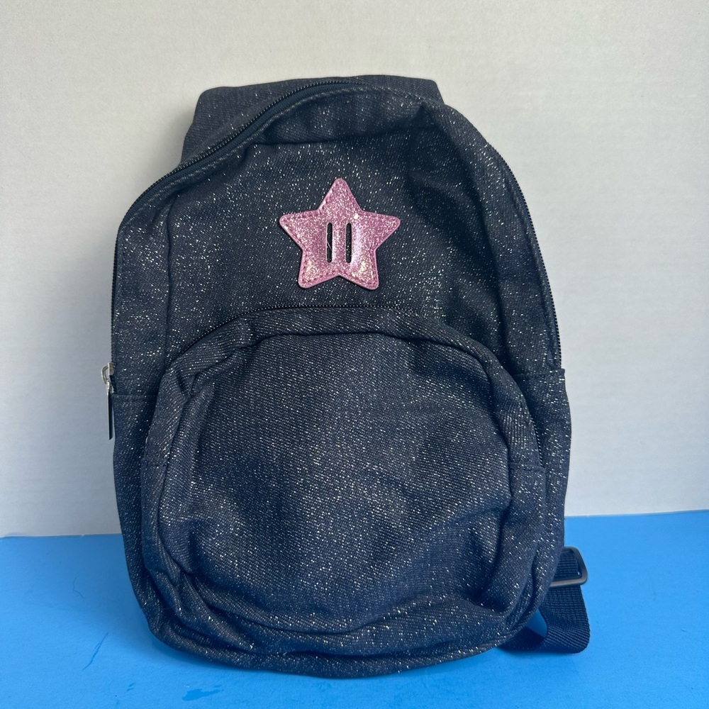 Black Backpack With Pink Star Patch - image 1